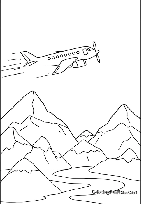 Propeller plane over mountains