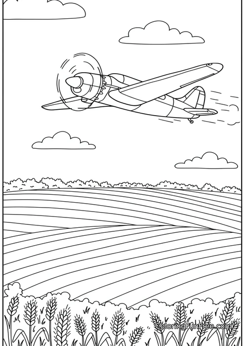 Vintage plane over wheat field