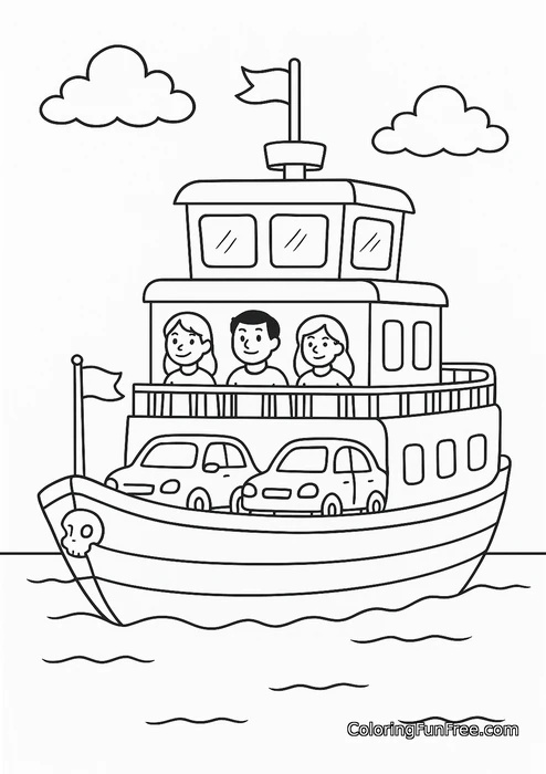 Ferry boat with passengers and cars