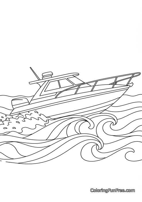 Motorboat on the waves