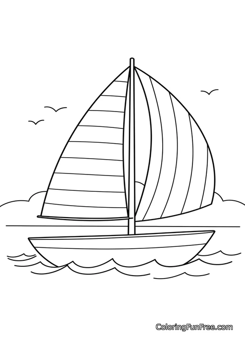Simple sailboat at sea