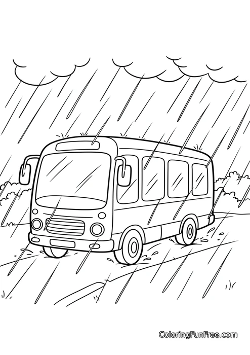 Bus in the rain