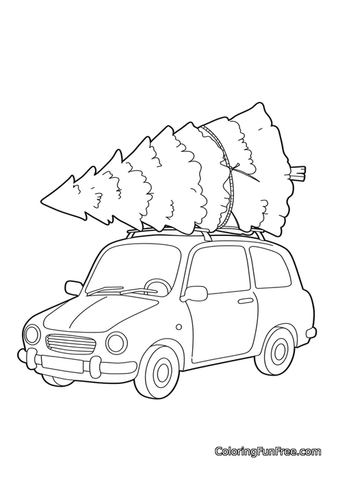 Car with Christmas tree