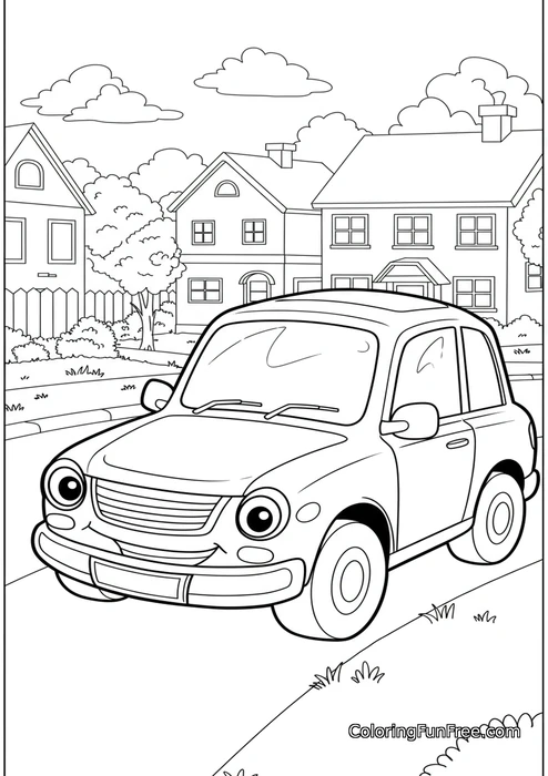 Cartoon car with face