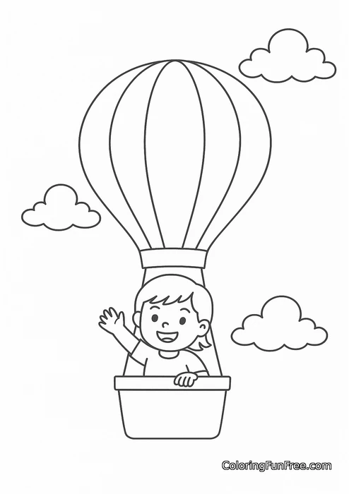 Child waving from hot air balloon