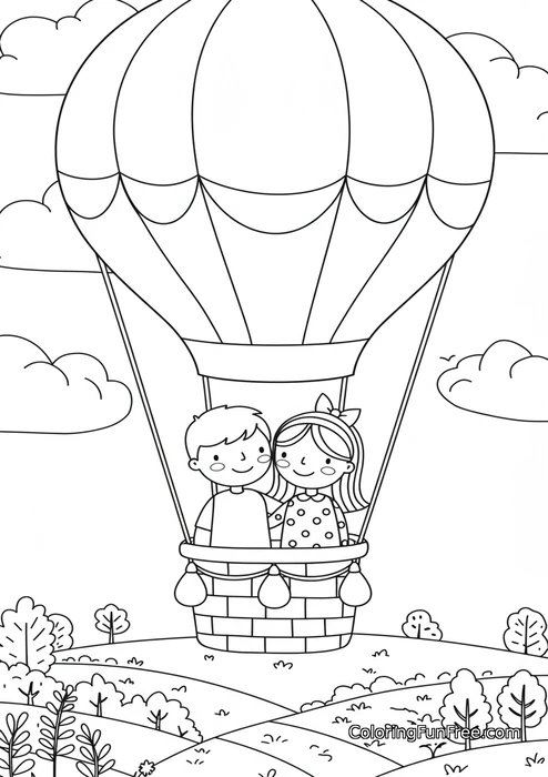 Couple in hot air balloon