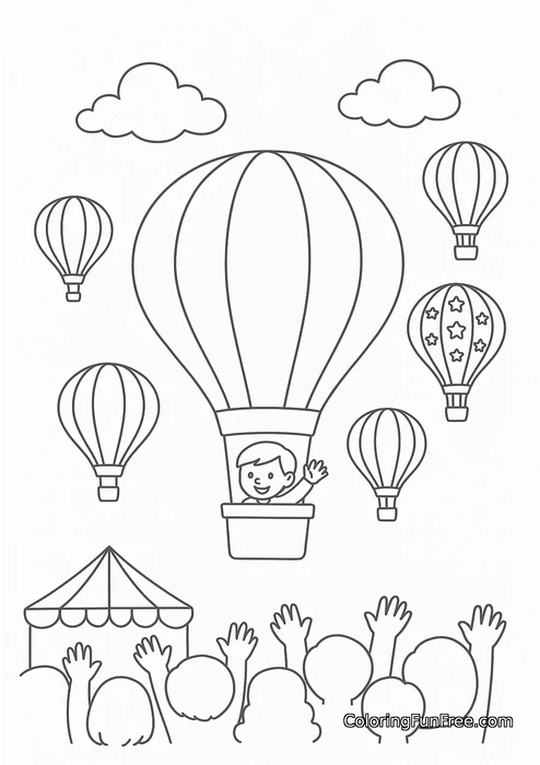 Hot air balloon festival with crowd