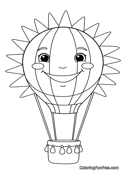 Sun shaped hot air balloon with face