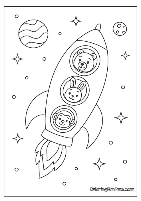Animals in rocket ship