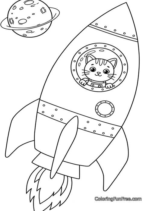 Cat astronaut in rocket