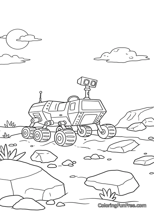 Mars rover on planet surface