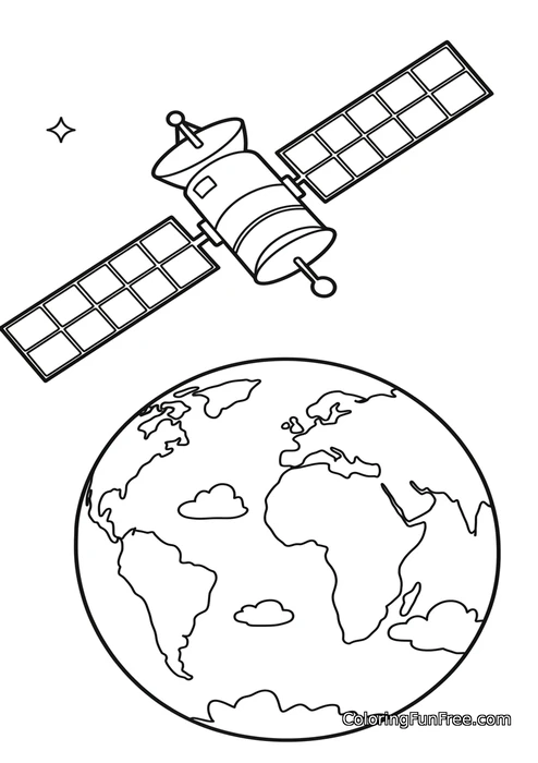 Satellite orbiting earth