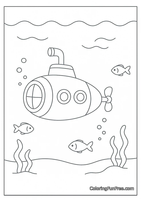 Simple submarine with fish