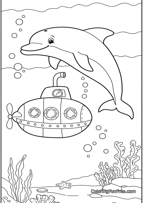 Submarine and dolphin