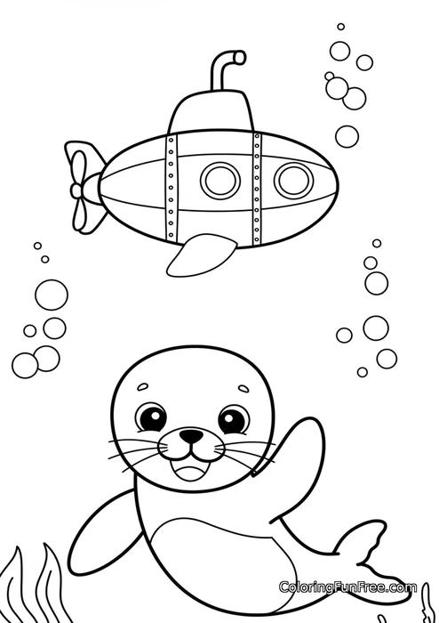 Submarine and waving seal