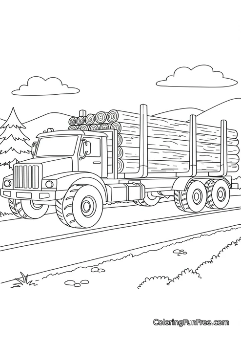 Logging truck with logs