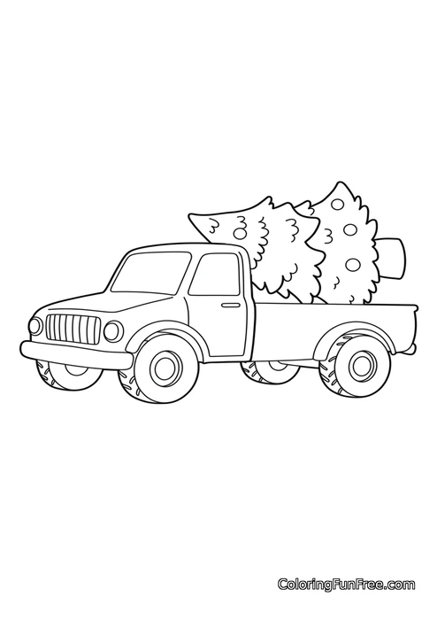 Pickup truck with christmas tree