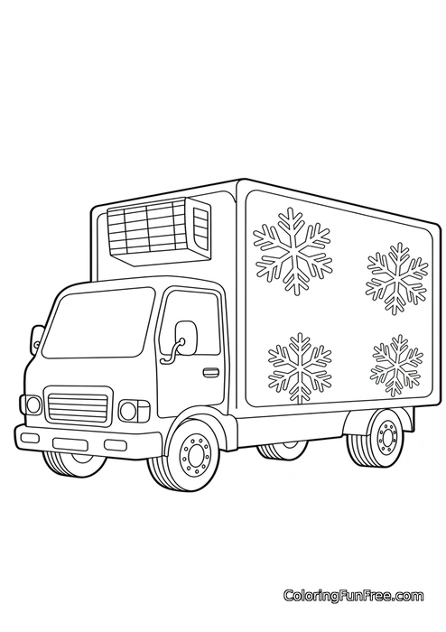 Refrigerated truck with snowflakes