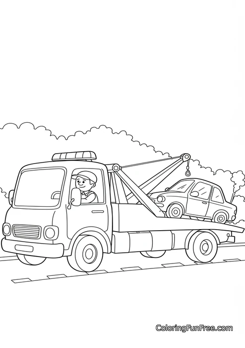 Tow truck with car