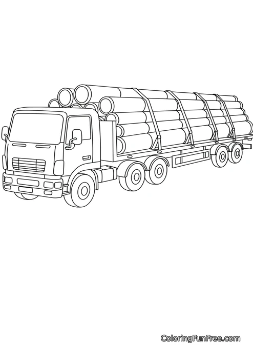 Truck carrying pipes