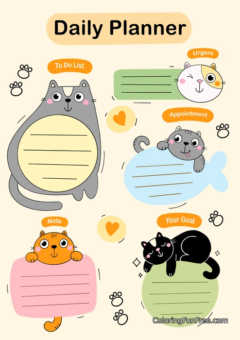 Cats daily planner