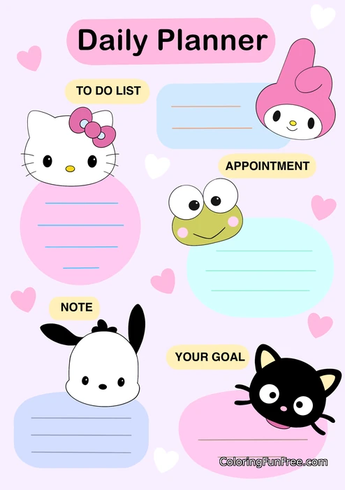 Cute daily planner