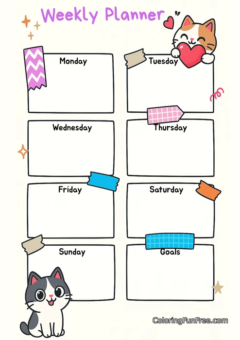 Cats weekly planner