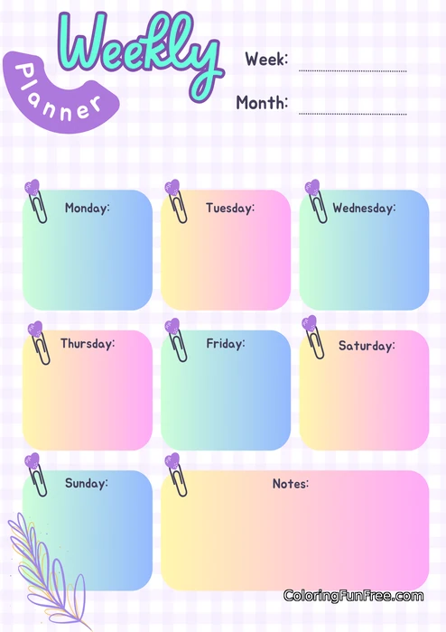 Gradient weekly planner