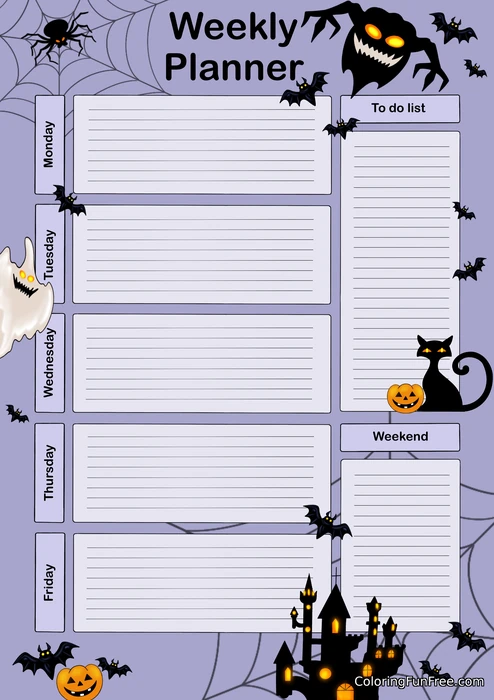 Halloween weekly planner