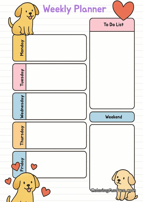 Puppies weekly planner